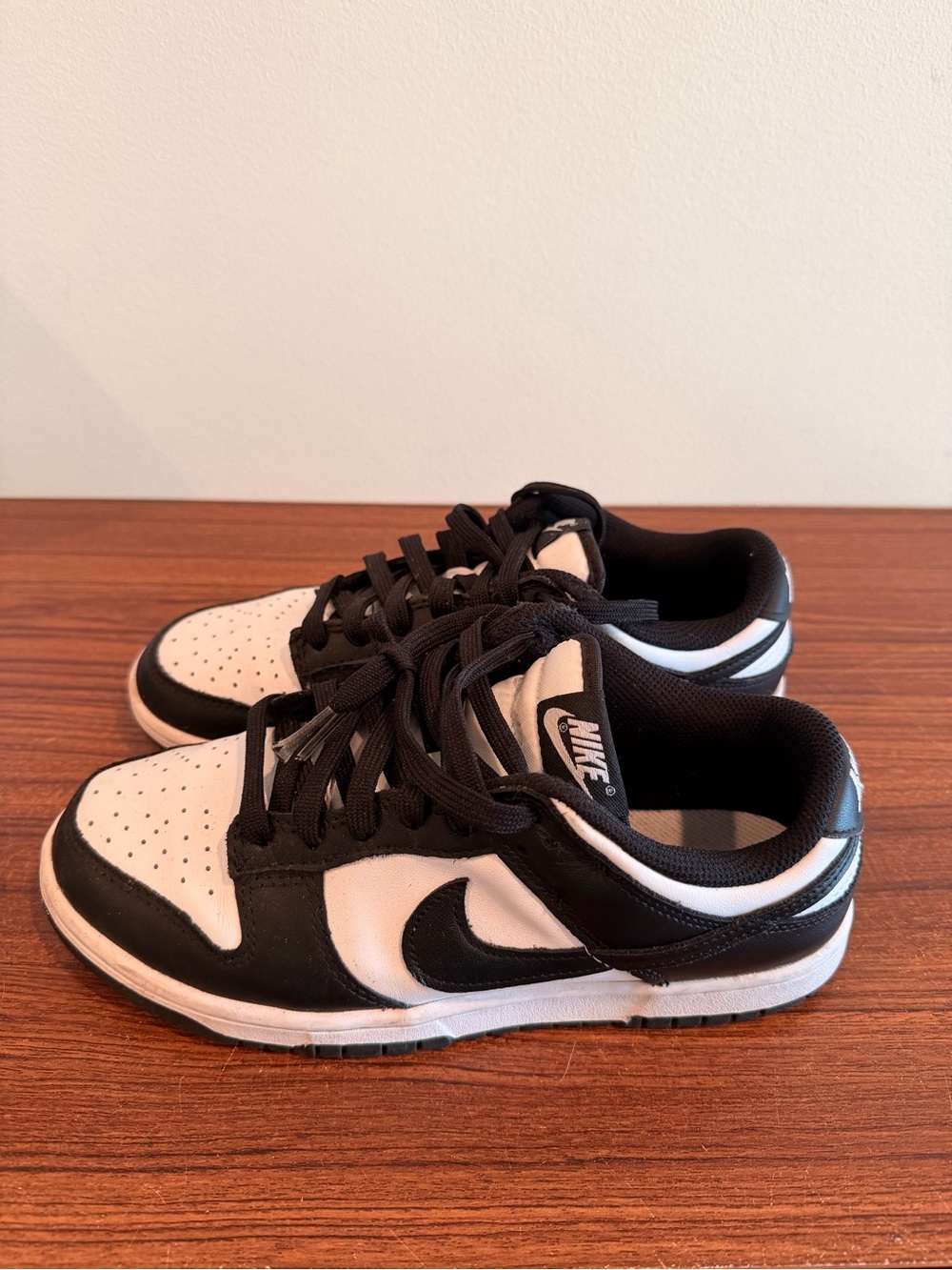 Nike  Black and White Dunks with Swoosh